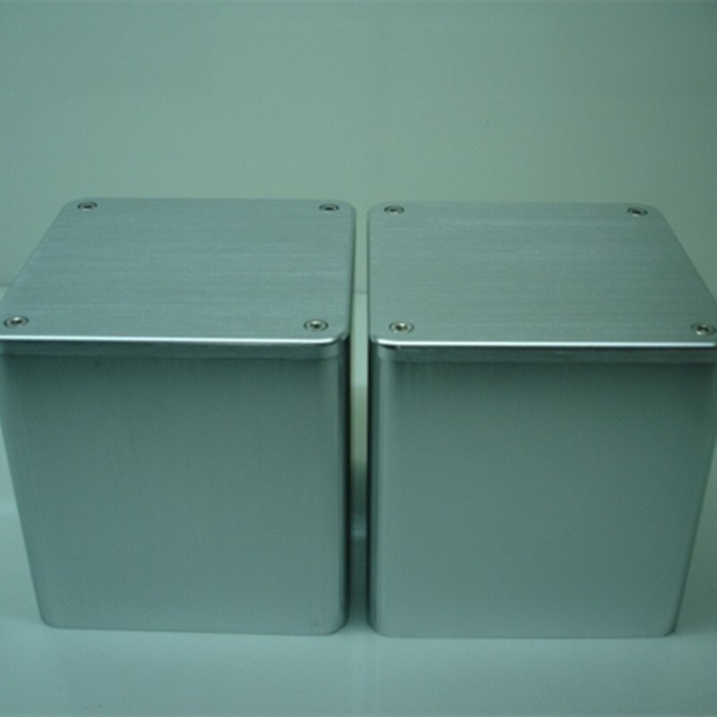 Transformer cover very fine brushed aluminum 110*110*110mm bright silver