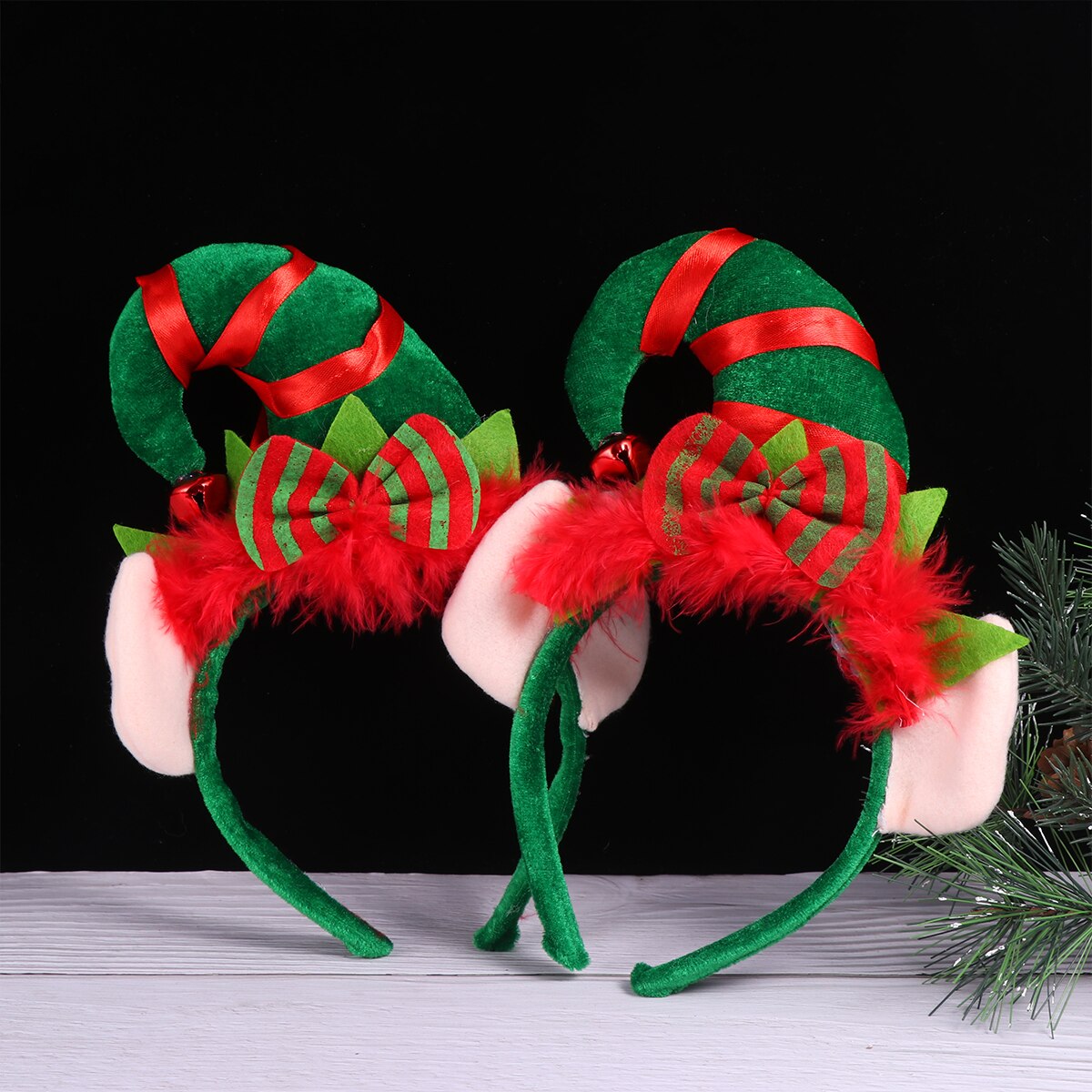 2 Stuks Kerst Hoofdband Elf Hoed Birghtly Leuke Stof Mooie Gekleurde Hoofdtooi Hoofdband Haar Accessoire Voor Verjaardag