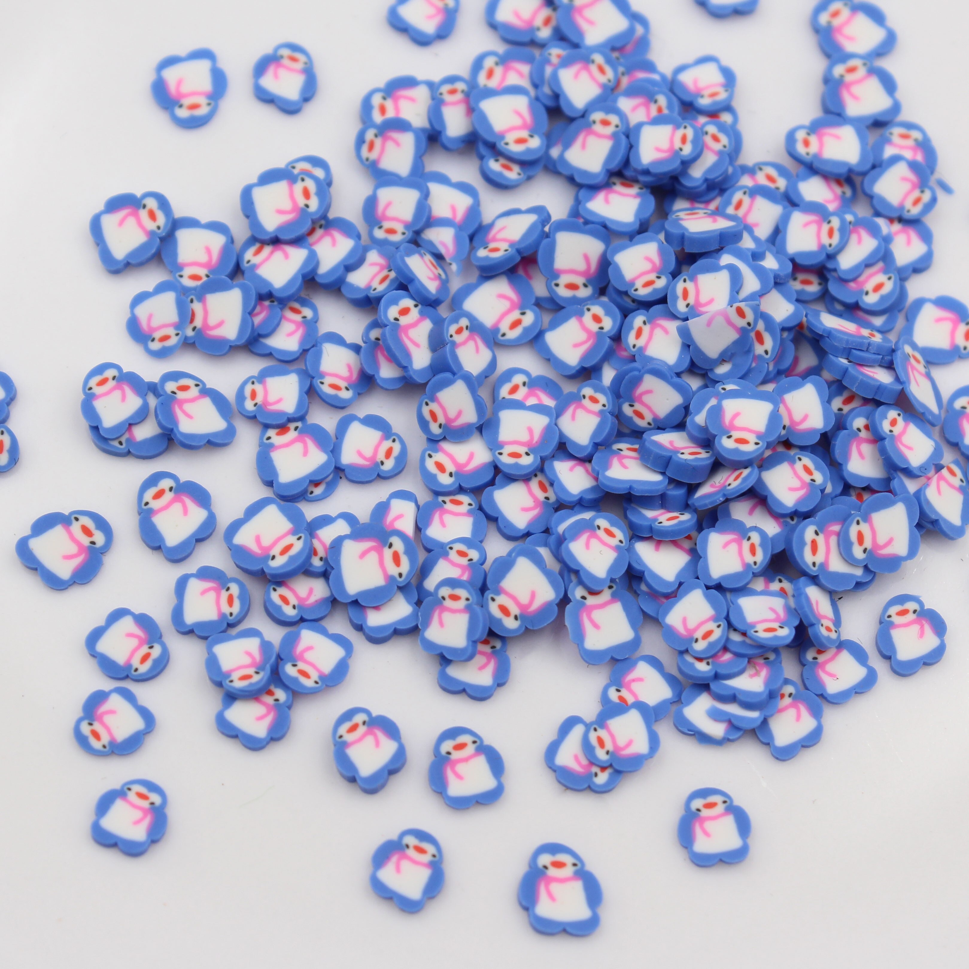 100g/Lot Polymer Clay Blue Penguin Slices Animal Sprinkles Soft Pottery for Toy Arts Decoration DIY Crafts Filler Accessories