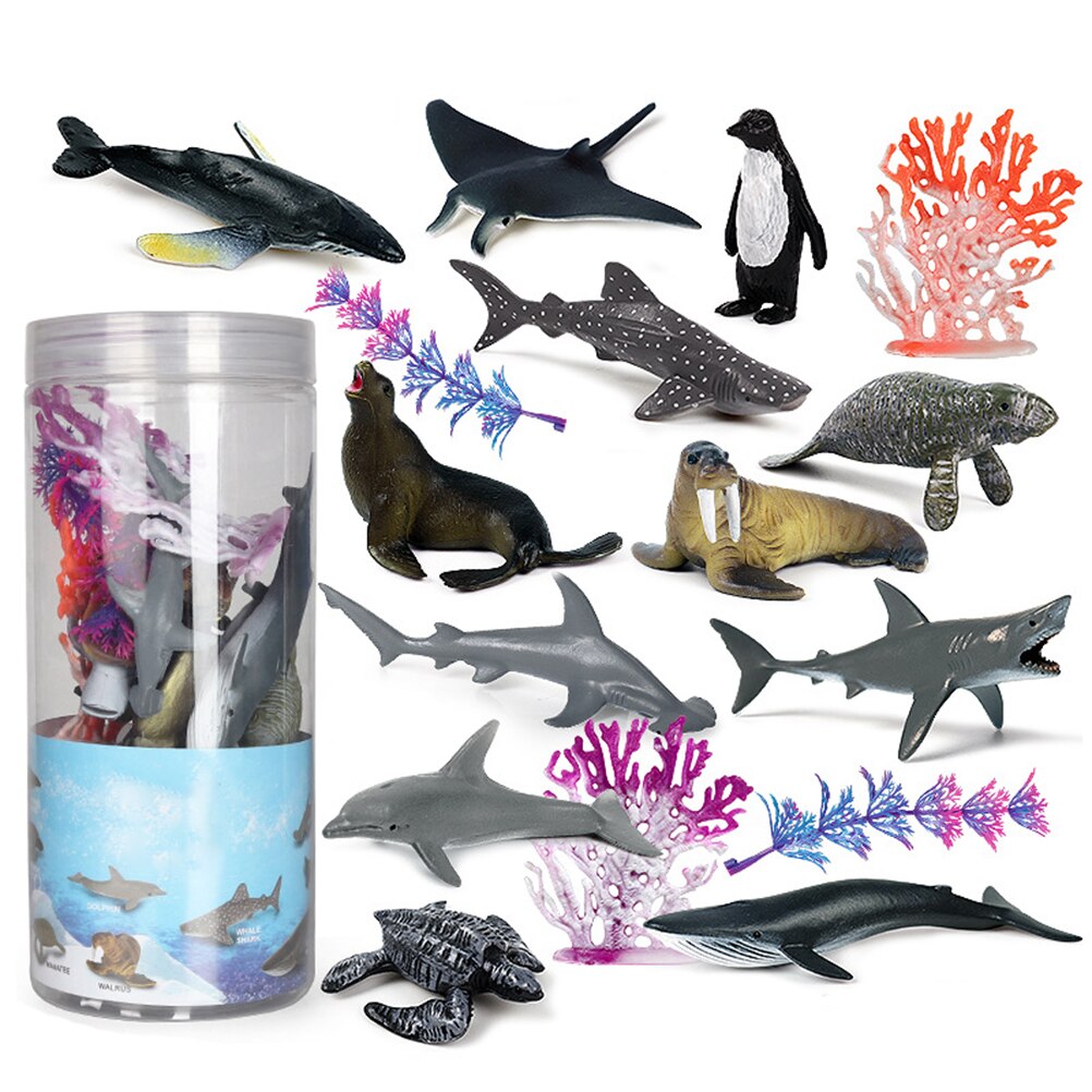 Sea Animal Toy Set for Kids 16 pcs Animal Sea Figures Ocean Toy Set for Sea Lovers Educational Toys for Children: Default Title