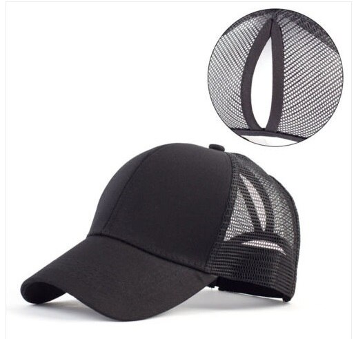 Baseballkeps herr casquette femme herrmössa hästsvans baseballkeps sommarmössa dam sol sport meshhatt snapback hiphophatt: Svart