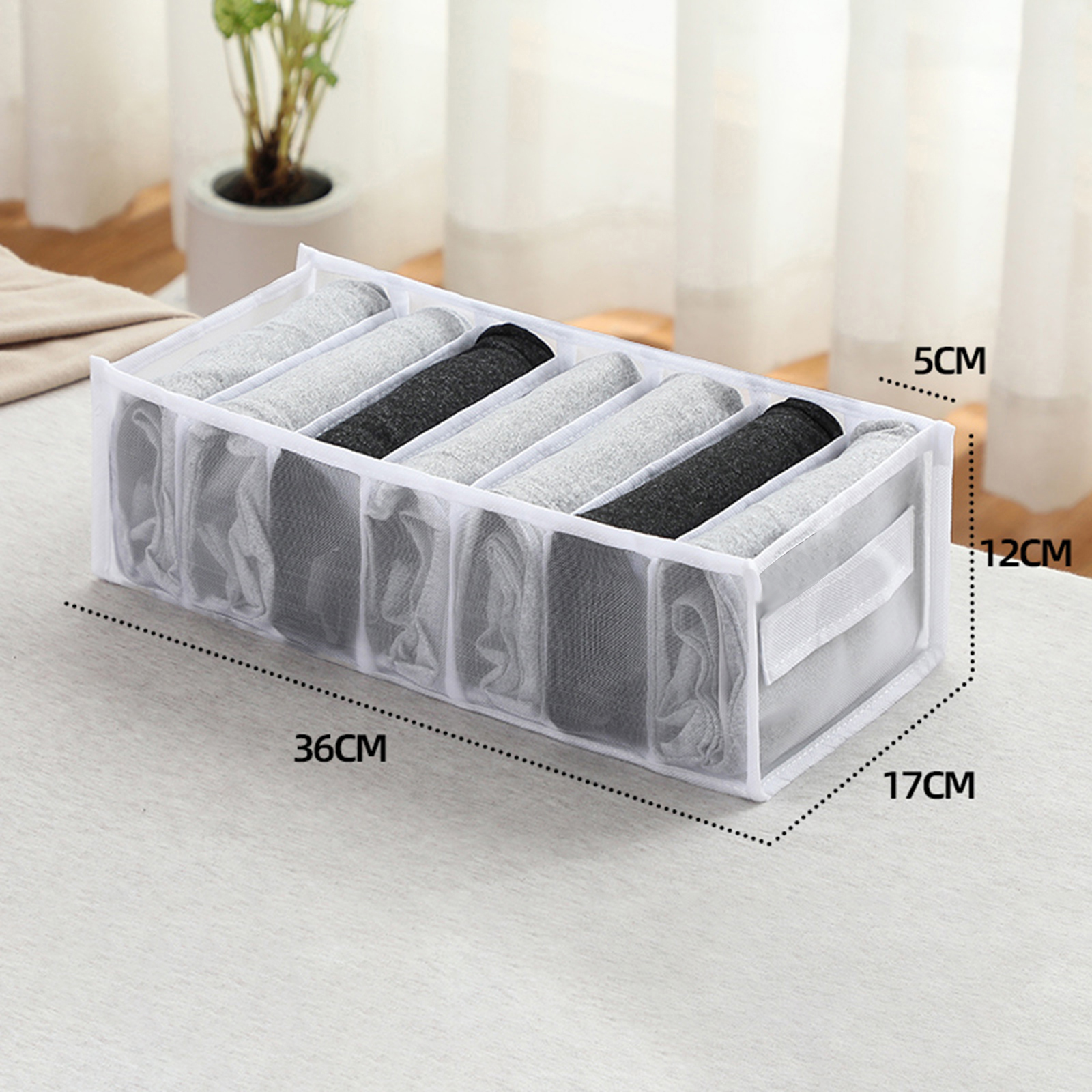 Organizador de armario para ropa interior y calcetines, caja de almacenamiento divisora para el hogar, cajón plegable: Beige