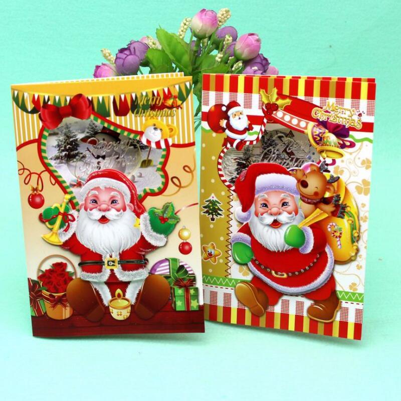 12 Stks/partij Vrolijk Kerstfeest Muziek Zegen Kaart Kerstman Gelukkig Nieuwjaar Kerst Card Ansichtkaarten Wenskaart