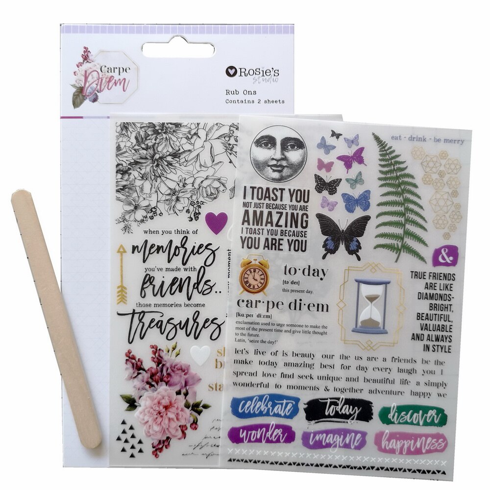 CRZCrafter Rub Ons Transfer Stickers Embellishments 4c Printing Craft Scrapbooking Cardmaking Journal Planner Decorations