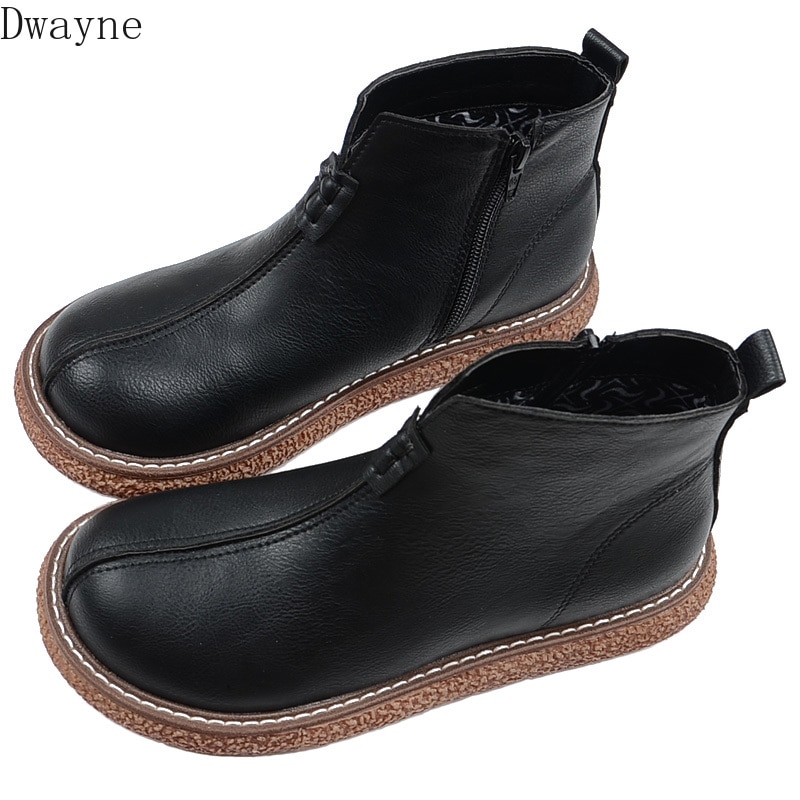 Mori literary retro women's boots Japanese high-top big head doll shoes classic simple short boots muffin thick-soled bare boot