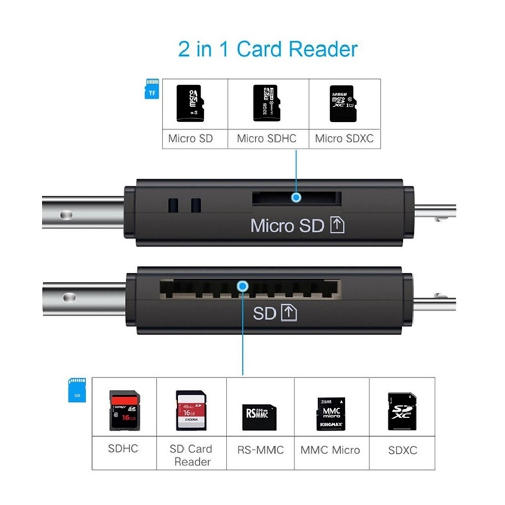 Weevnn Otg Micro Sd Kaartlezer Usb 2.0 Kaartlezer 2.0 Voor Usb Micro Sd Adapter Flash Drive Smart Memory kaartlezer
