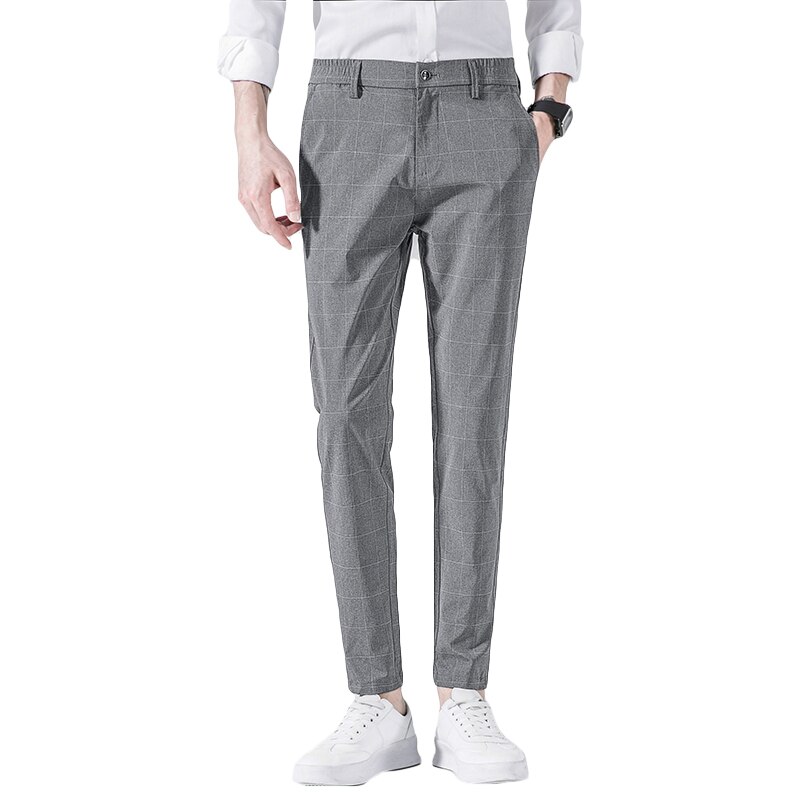 Classique costume pantalon hommes mince rayé Plaid pantalons droits décontracté vêtements pour hommes bureau affaires rétro ville costume pantalon