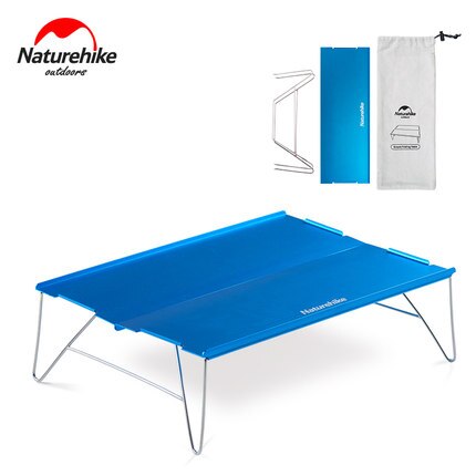 Naturehike udendørs holdbart letvægts sammenfoldeligt campingbord aluminiumslegering rustfrit stål skrivebord bærbart tebord: Blå