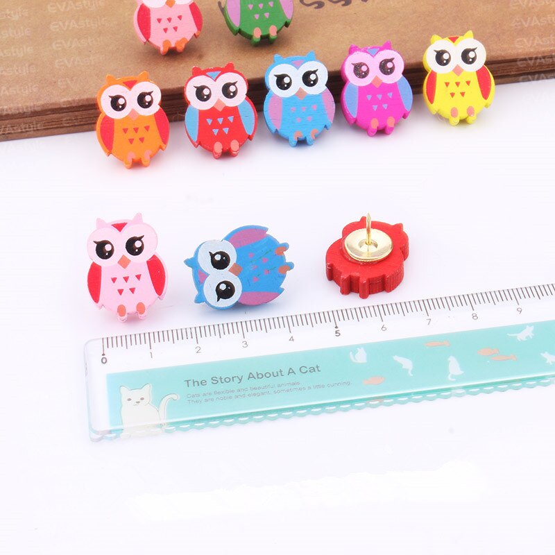 5 pçs coruja cor pushpins thumbtack desenhos animados animais desenho pino mensagem placa de parede push pin decoração de escritório suprimentos de ligação