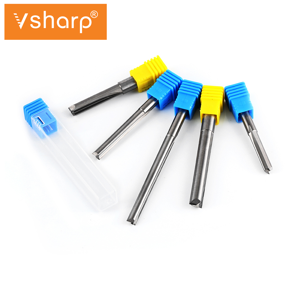 6mm 8mm 10mm Shank Tungsten Carbide 2 Flutes Straight Milling Cutter CNC Tools For MDF, Particleboard, Plywood, PVC, Acrylic