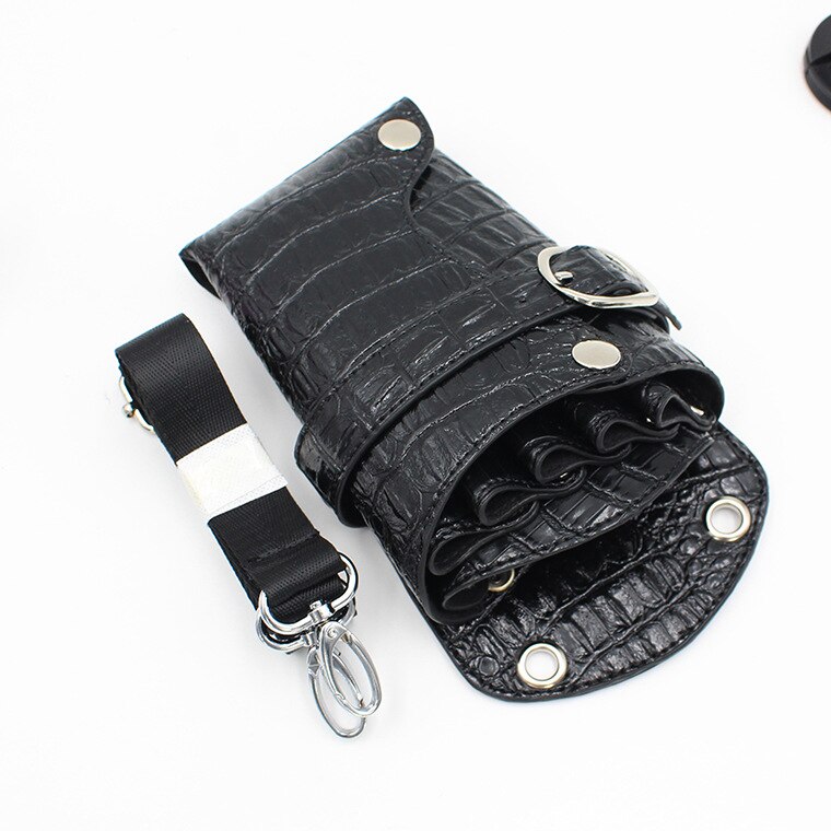 pu leather scissors bag hairdressing crocodile texture tool pocket pet groomer insert scissors case