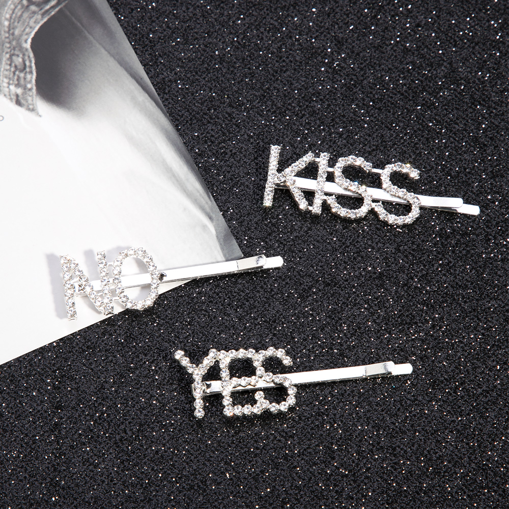 Bling glimmende strass steentjes letter haarspeldjes voor vrouwen zilveren haarspelden kristallen woorden haarspeldjes stylingtool aangepaste haaraccessoires