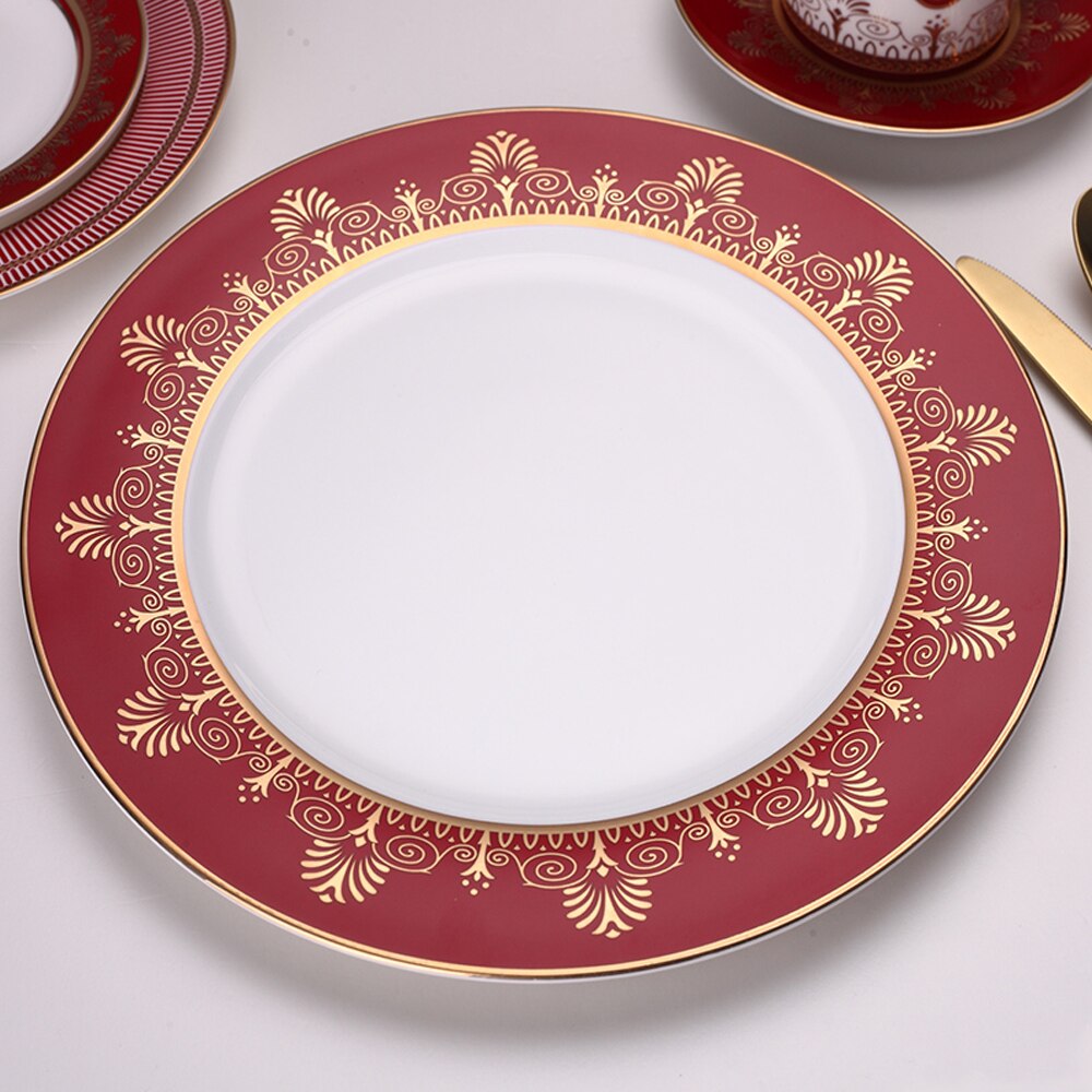 high-end ceramic tableware western food plate model room bone china steak plate home tableware set Steak cake plate