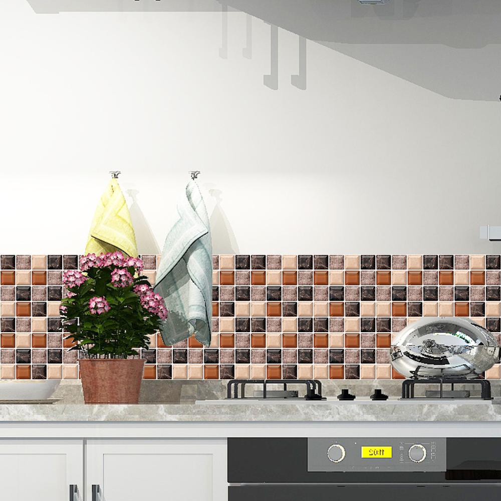6pcs Tile Mosaics tile stickers Kitchen Bathroom Personality Anti-Tile Stickers наклейки на плитку kitchen countertops #FS23: Multicolor A