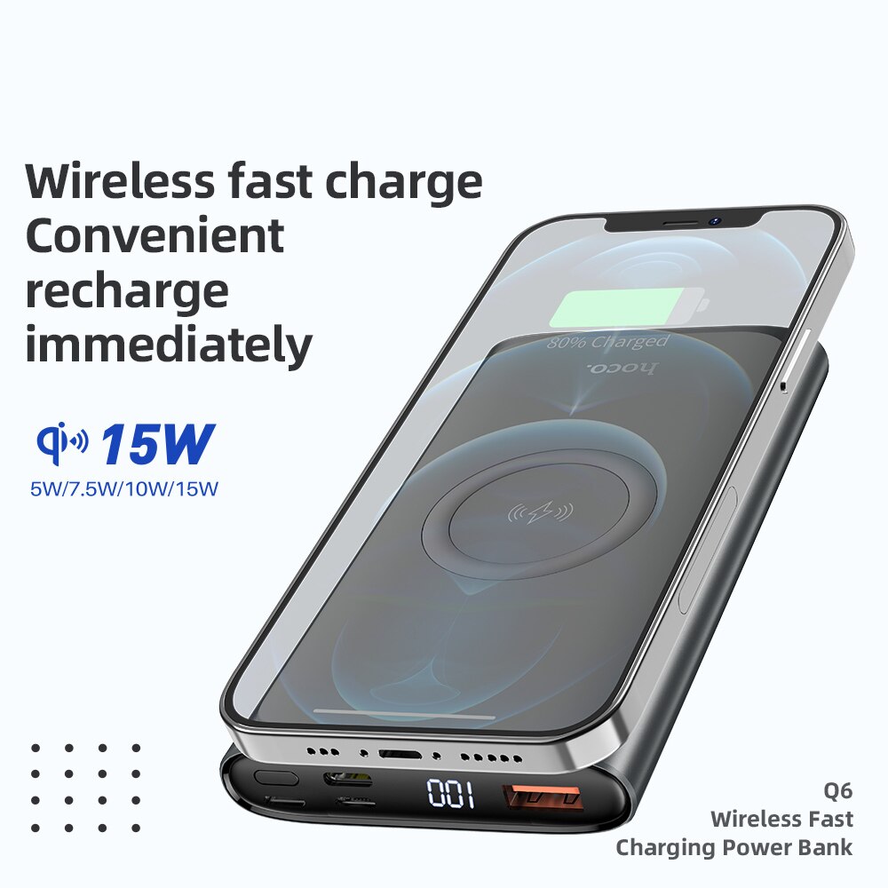 Hoco Power Bank 10000Mah 22.5W Pd Snel Opladen Met 15W Draadloze Opladen Powerbank Draagbare Batterij Voor iphone 13 12 11