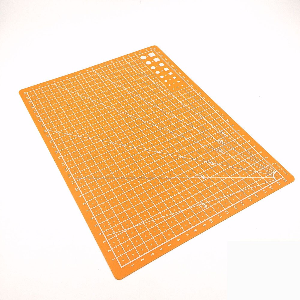 Rektangel gitterlinjer skæremåtteværktøj plast læderfabrik dobbeltsidet skærepude håndværk diy selvhelbredende skæreværktøj: Orange