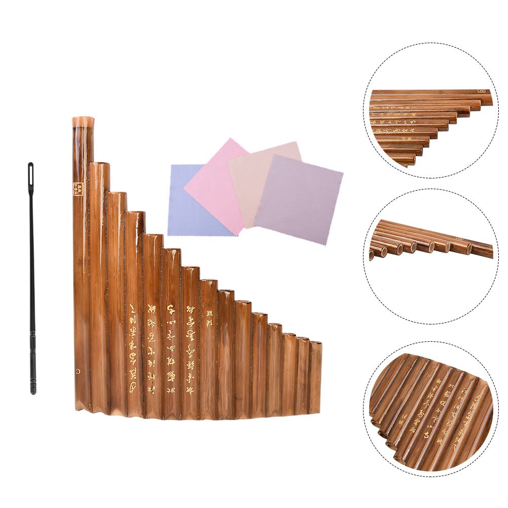 1 Pc Educatief Pan Fluit Leidingen Multifunctionele Panfluit School Muziekinstrument (Bruin, Carving Willekeurige)