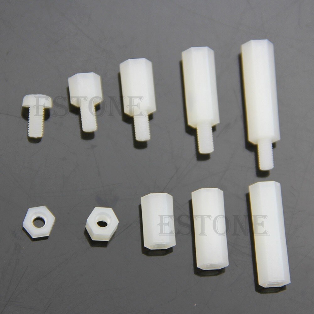 M3 Nylon Hex Spacers Screw Nut Assortment Kit Stand off Plastic Accessories Set-Y103