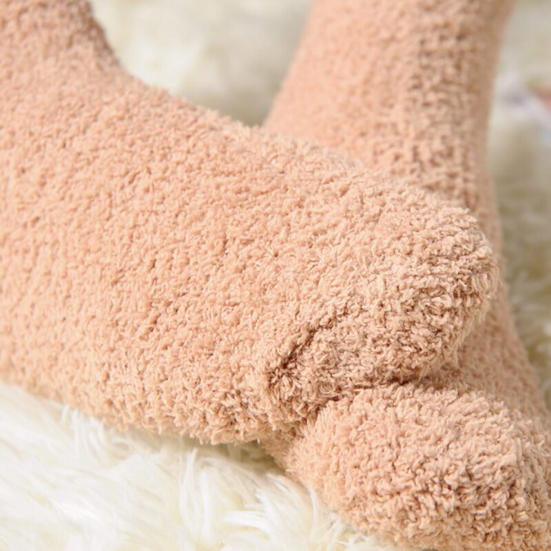 Mannen Dikker Sokken Winter Warm Coral Fleece Pluizige Effen Kleur Slaap Mannelijke Bed Sokken Calcetines