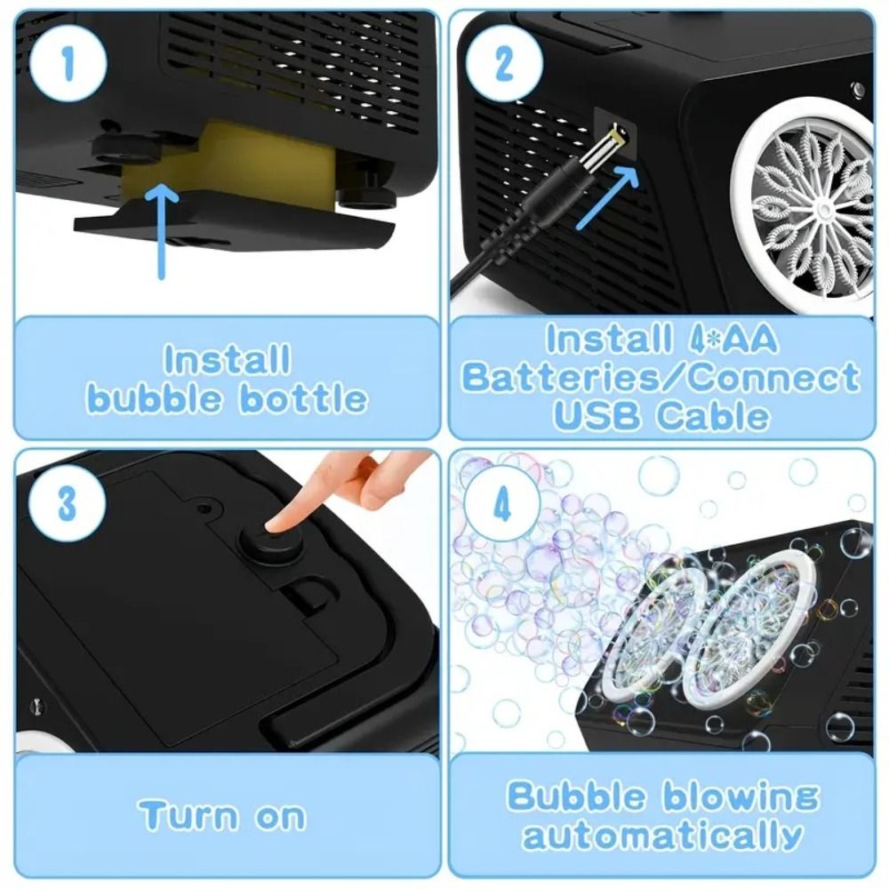Fully Automatic Automatic Bubble Machine With 2 Fans 26 Holes Electric Bubble Blower Toys Handheld Multi Hole