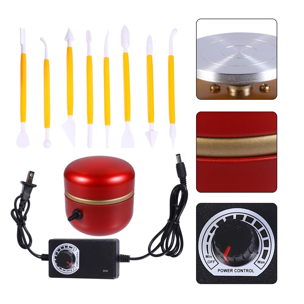1 Set Pottery Wheel Electric DIY Clay Machine Wheel with Tool Turntable US Plug