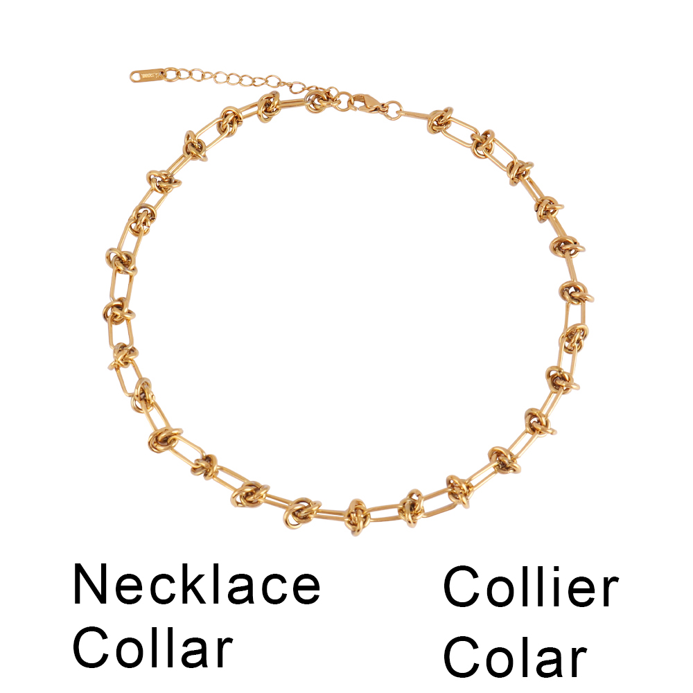 Goudkleurige Dikke Ketting Choker Ketting 316L Roestvrijstalen Halsketting Voor Dames Kettingen Mode Sieraden Feest: Rood-Bruin