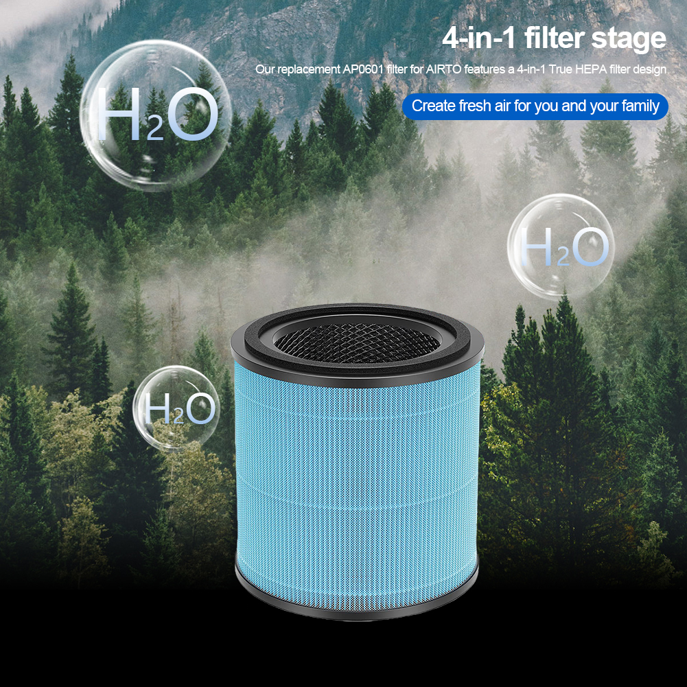 AP0601 Luftreiniger-Ersatzfilter, 4-stufig, H13, echter HEPA-Filter, AP0601, Luftfilter, kompatibel mit AIRTOK Luftreiniger