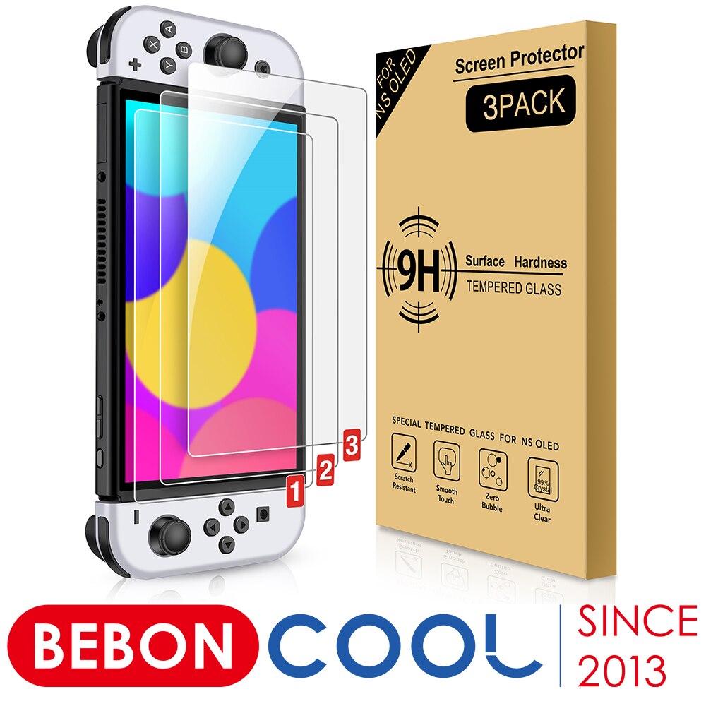 3Pack Protective Glass for Nintendo Switch OLED Tempered Glass Screen Protector for Switch Oled Glass Accessories Screen Film