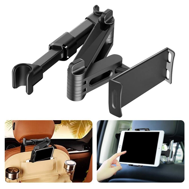 Auto hoofdsteun houder, universele 360 ° draaibare verstelbare auto achterbank houder tablet hoofdsteun houder voor 4-11 inch tablets mobiele telefoon