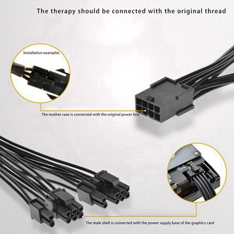 6 stück 8p- pin-buchse auf 6+2- pin-stecker grafikkarte, ein netzkabel in zwei , 20cm netzkabel-adapterkabel