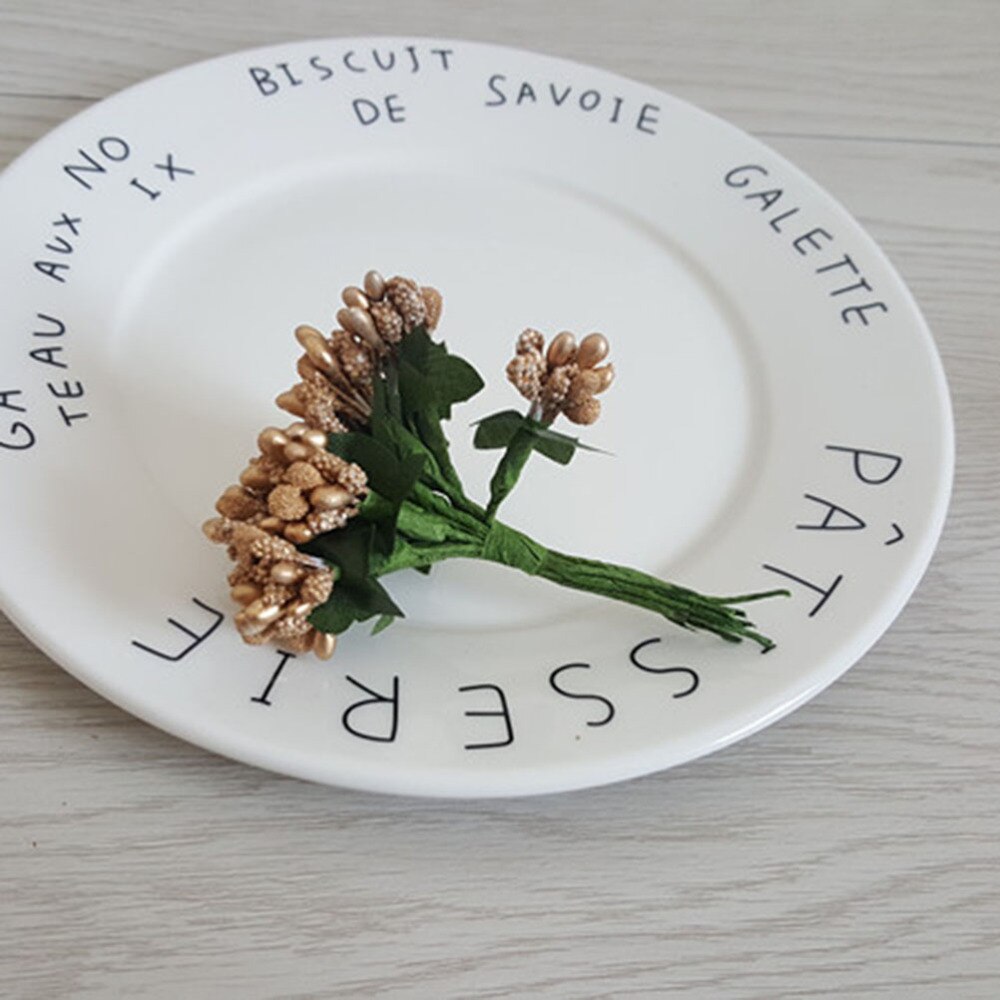 12pcs/bunch Mini Artificial Pip Berry Picks Fruit Flower Stamens for DIY Wedding Christmas Garland Box Scrapbooking Decoration (: Golden