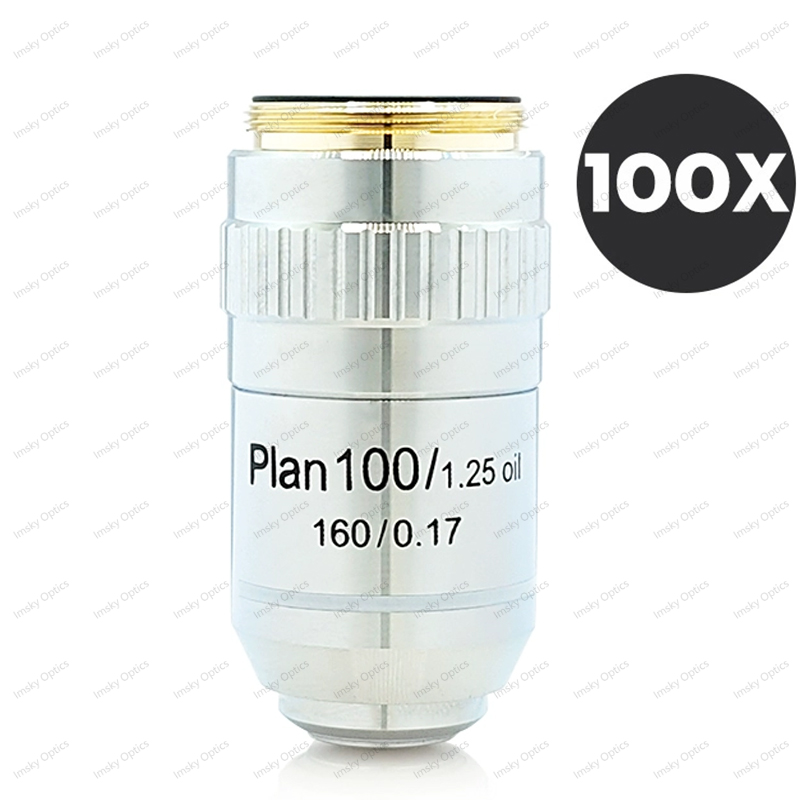 Lente objetivo acromática de Plan de microscopio 4X 10X 20X 40X 100X objetivos de microscopio metalúrgico biológico rosca de 20,2 RMS: Grey