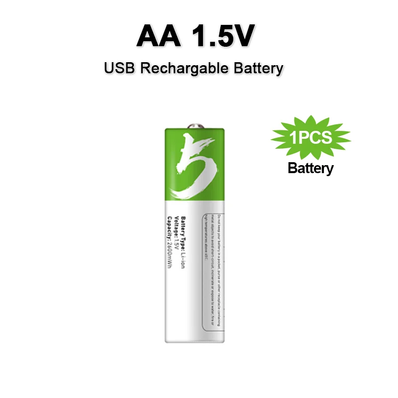 SMARTOOOLS Original USB AA Rechargeable Batteries 1.5V 2600 MWh Li-ion Battery for Remote Control Mouse Electric Toy Battery: 1 PCS AA