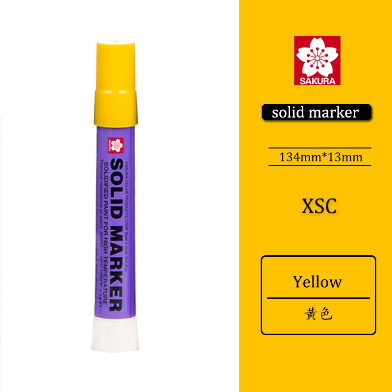 Japan Sakura Solid Marker Industrial Pen Dry Can Write on Steel Plate Water Oil Surface Multi-function Pen: Yellow