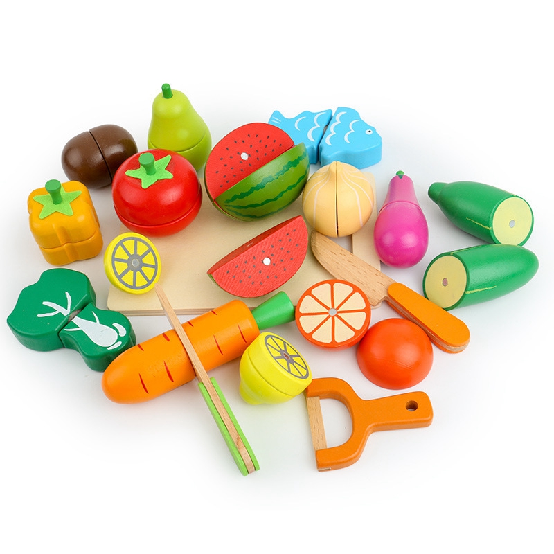 Houten Kinderen Puzzel Vroege Onderwijs Speelhuis Speelgoed Simulatie Fruit En Groente Snijdt