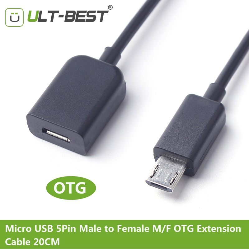 ULT-Beste Micro USB 5Pin Man-vrouw M/F OTG Verlengkabel data sync Extender Cabo voor toetsenbord Muis USB Flash 10 cm 100 cm