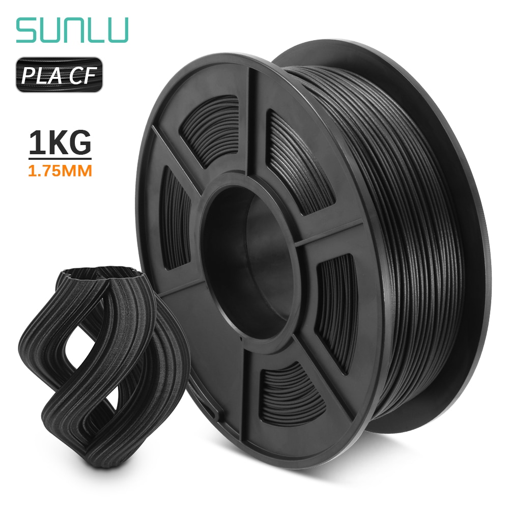 SUNLU PLA Carbon Fiber 3D Printer Filament Dimensional Accuracy 1.75mm+/-0.02mm 1KG (2.2 lb) Spool Black