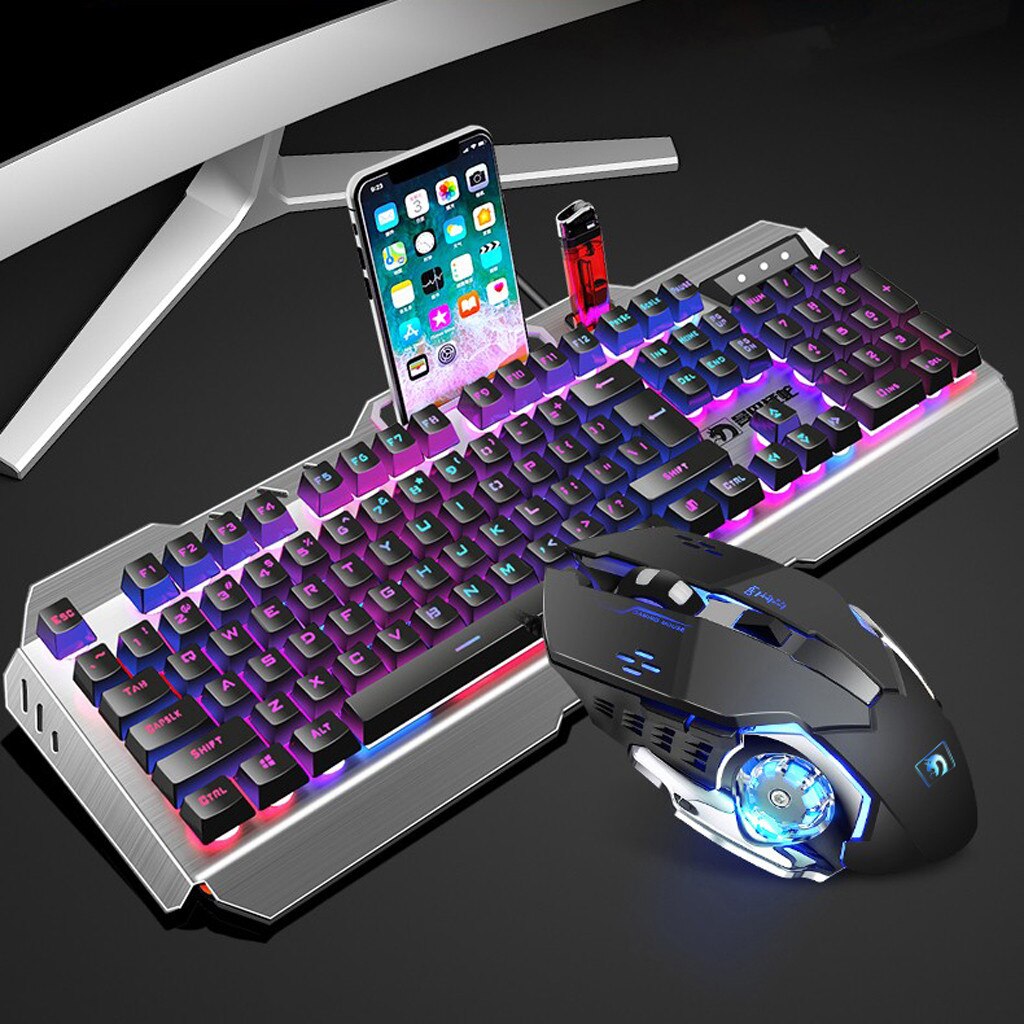 1 Set Gaming Mechanical Wired 16 RGB Backlight Ergonomic Keyboard + Mouse Mouse And keyboard set клавиатура с подсвекой