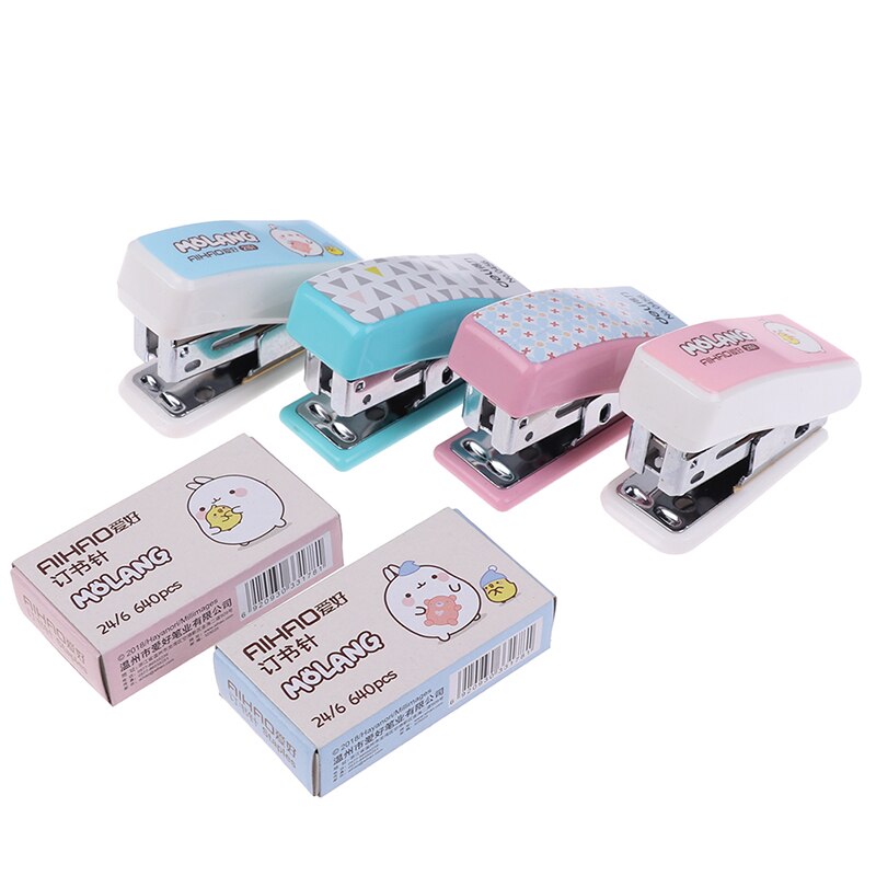 1 Pcs Cartoon Mini Stapler Set Office School Supplies Staionery Paper Clip Binding Binder Book Sewer