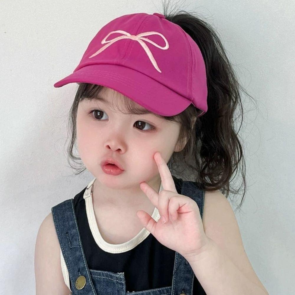 Arcos, gorras de béisbol para niños, gorras huecas vacías con cola de caballo alta, gorras ajustables para el sol de verano para niños, gorra de béisbol de Hip Hop para niñas