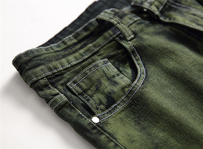 Mandlige mænd casual stretch slim jeans herre pencil bukser skinny grønne jeans herre størrelse 28-40