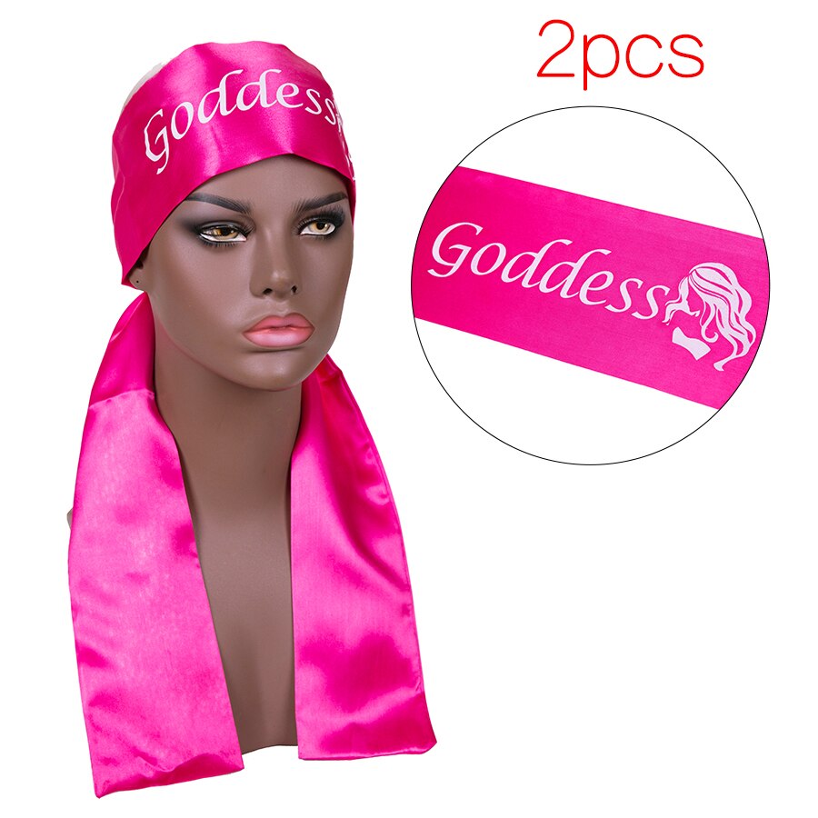 Alileader billig silke sateng kant skjerf sateng kant hodebånd for parykker sateng kant legging skjerf hair extensions wraps hodebånd: Gudinne fen 2 stk