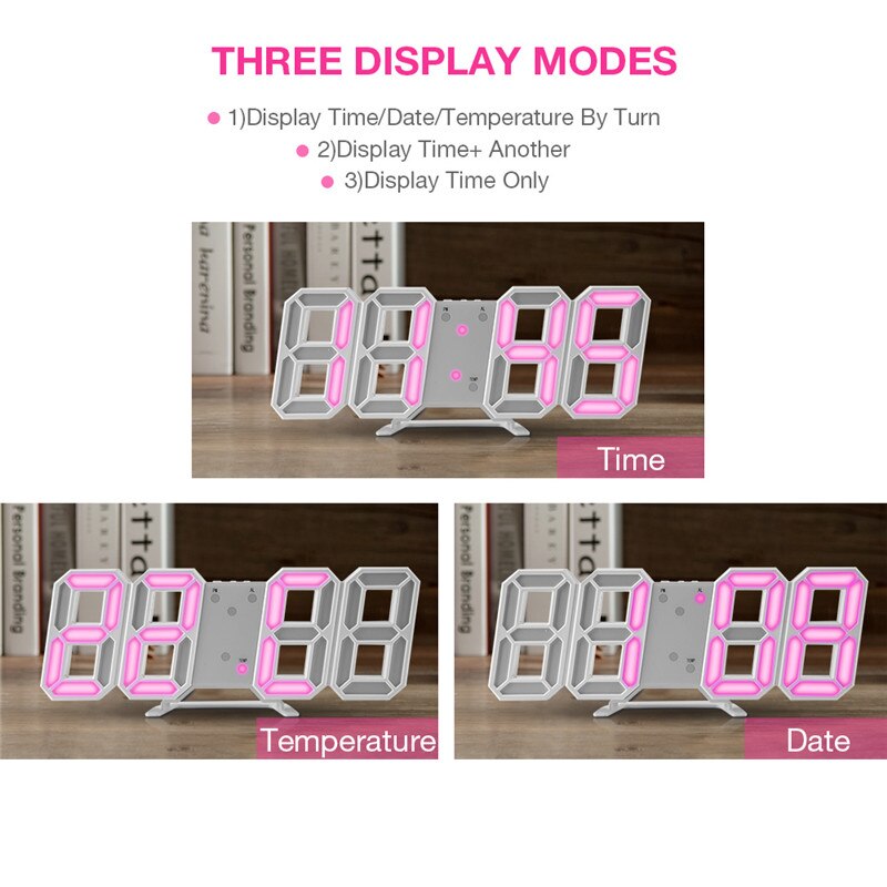 Led Digitale 3D Wandklok Usb Elektronische Wekkers Datum Temperatuur Automatische Backlight Tafel Desktop Klok Woondecoratie