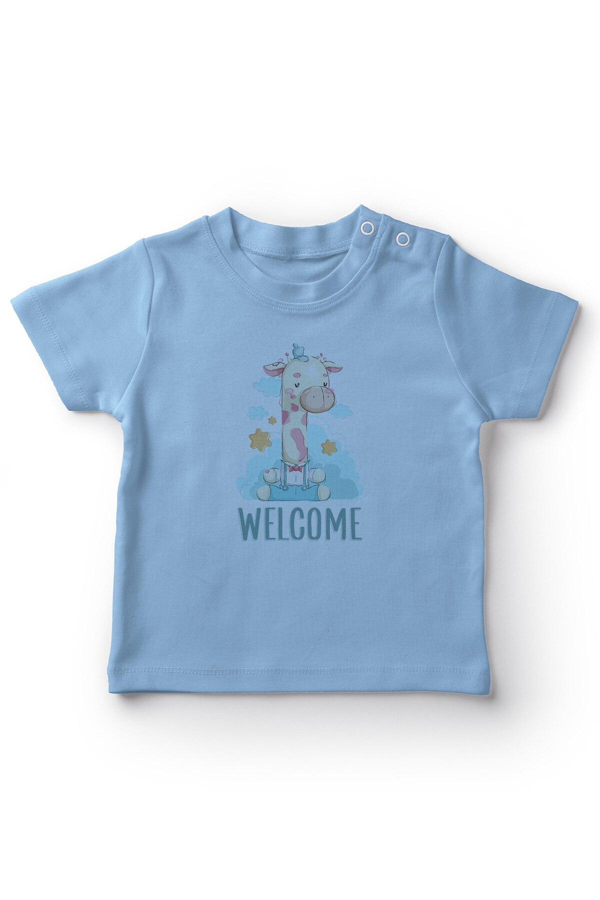 Angemiel Baby Welcome escrito jirafa niños bebé camiseta azul