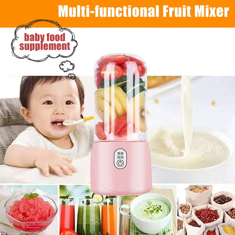 410ml 4/6 Blades Blender Kitchen Electric Mixer Juicer USB Rechargeable Fruit Cup Portable Mini Smoothie Maker Quick Juicing