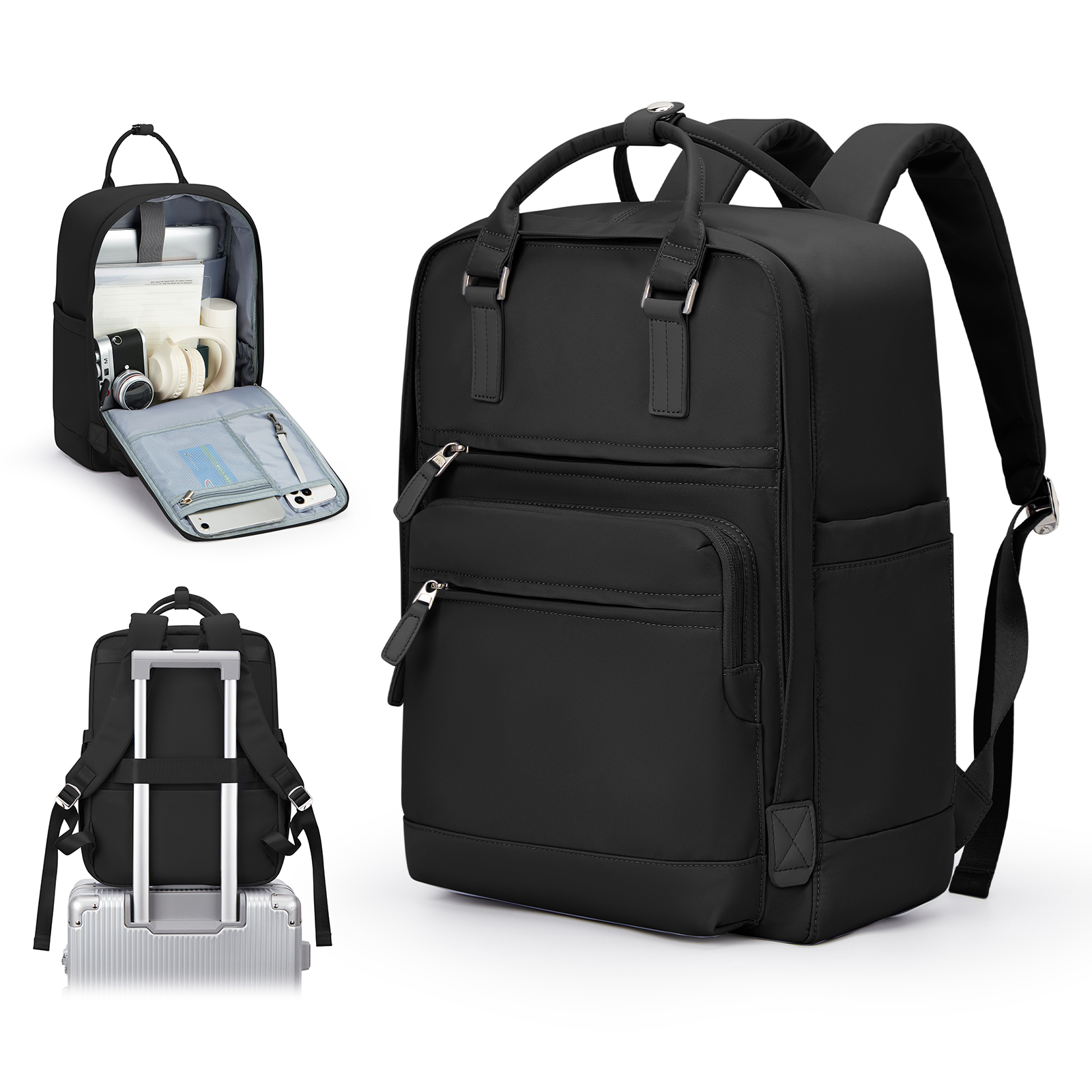 Mädchen Schult asche Laptop Rucksäcke Frauen Pendler Nylon informellen Rucksack, lässige Jugend schule Bücher tasche 2024 Hochschule Rucksack: Schwarz