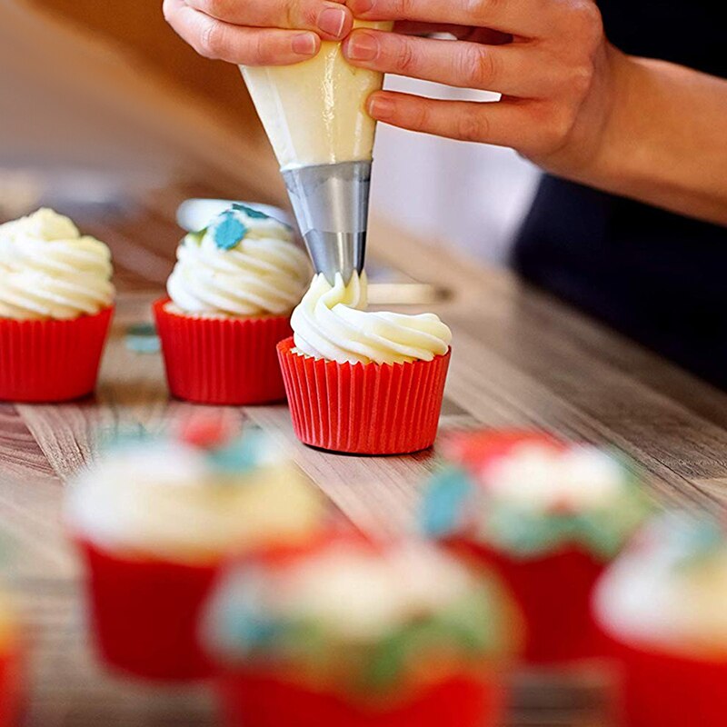 DIY Kitchen Baking Cake Decorating Tool Silicone Icing Piping Cream Pastry Bag Stainless Steel Reusable Nozzle Converter Tools