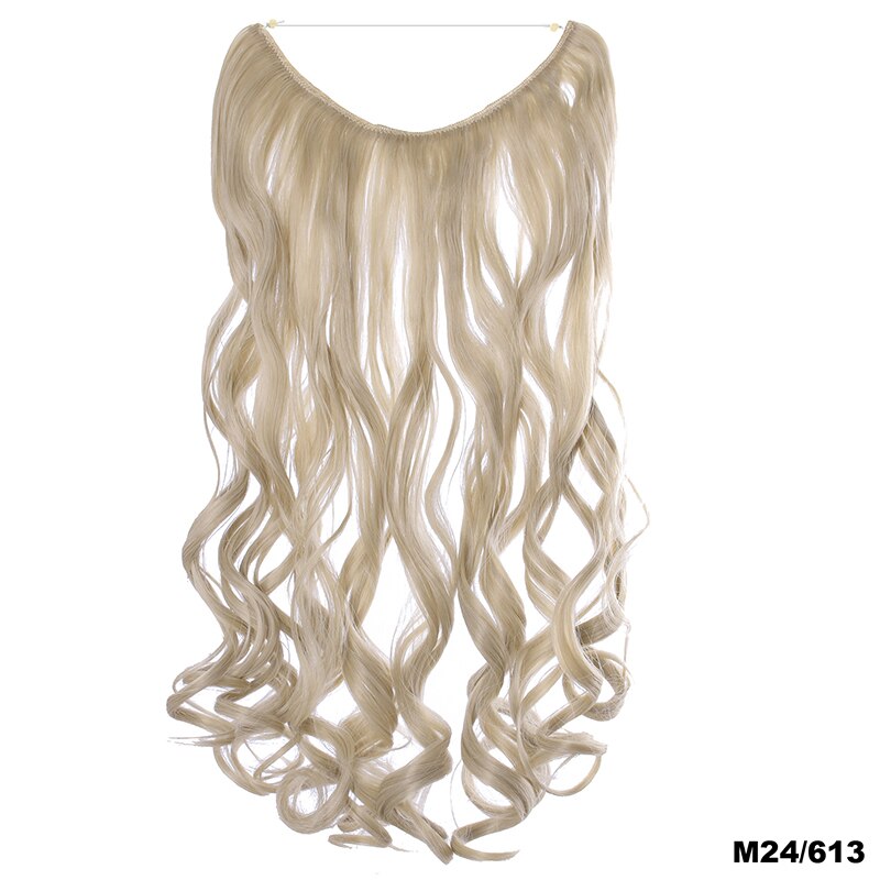 Similler-extensiones de cabello sintético para mujer, hilo Invisible de 24 pulgadas, sin Clips, rizado largo, línea de pescado secreta, 100g: M24 613