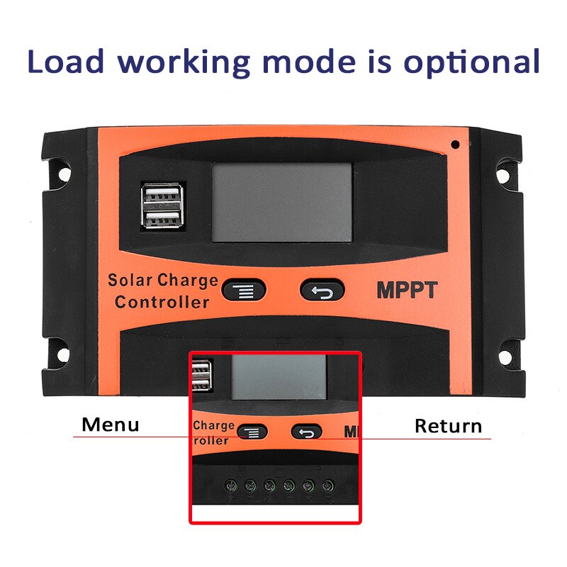 60A/50A/40A/30A 12V 24V MPPT Solar Charge Controller Solar Panel Controller Battery Dual USB Controller LCD Solar Controllers