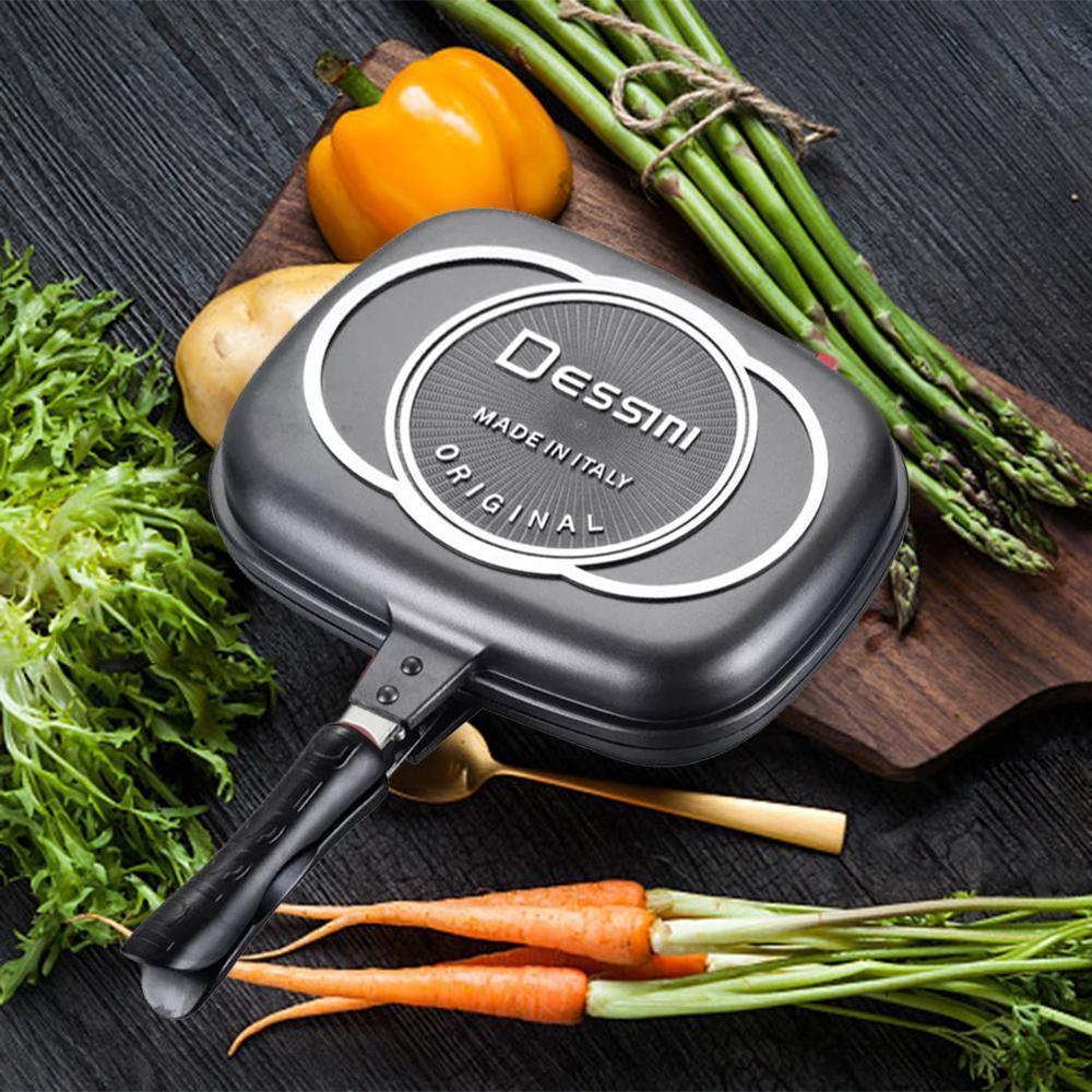 de sartén para freír de 32/36cm con doble cara, utensilios de cocina de acero para freír con doble cara, accesorios inoxidables para cocinar carne